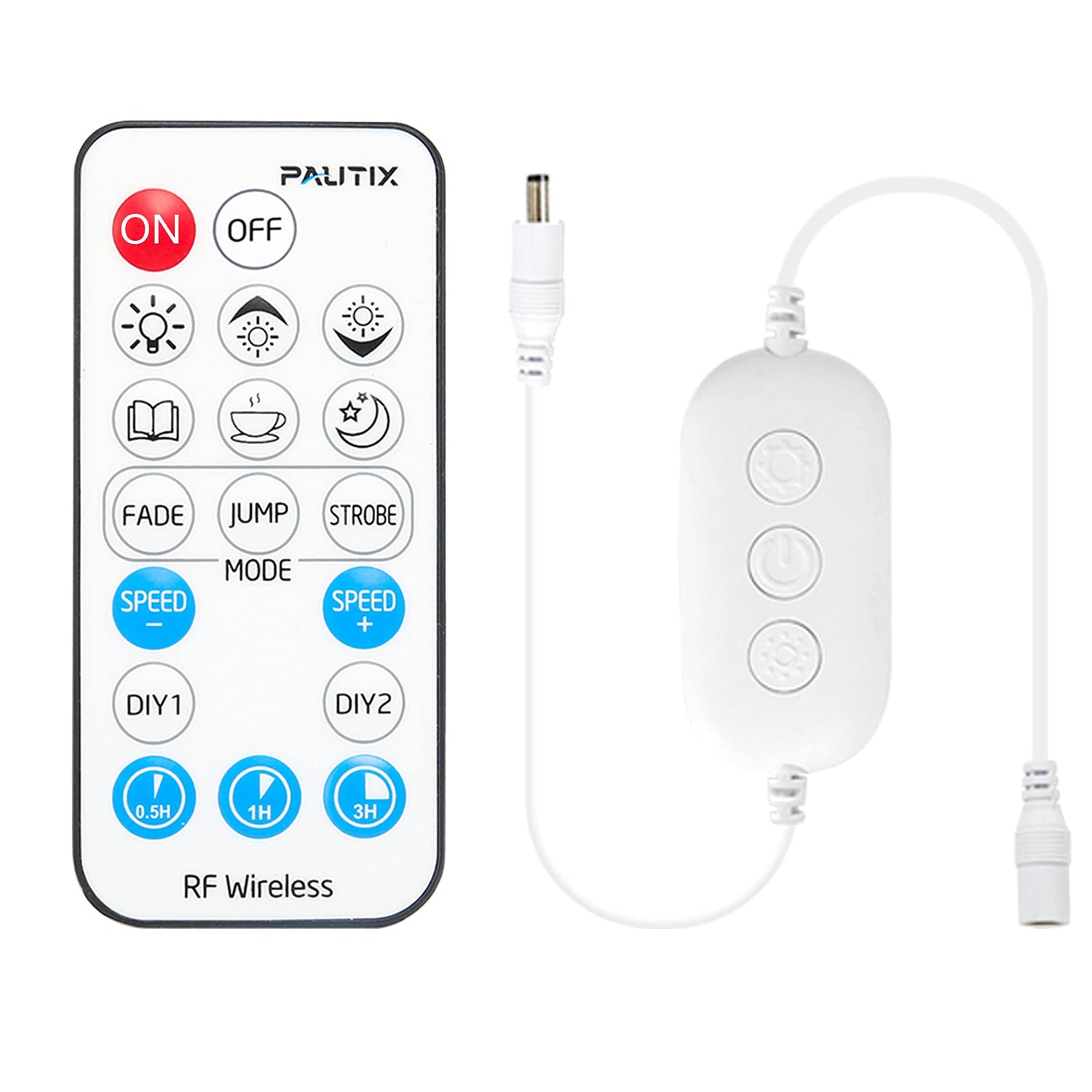 PAUTIX 18-Key Wireless Remote and in-line Controller Kit DC5-24V for 3528/2835/5050 Single Color COB LED Strip Lights