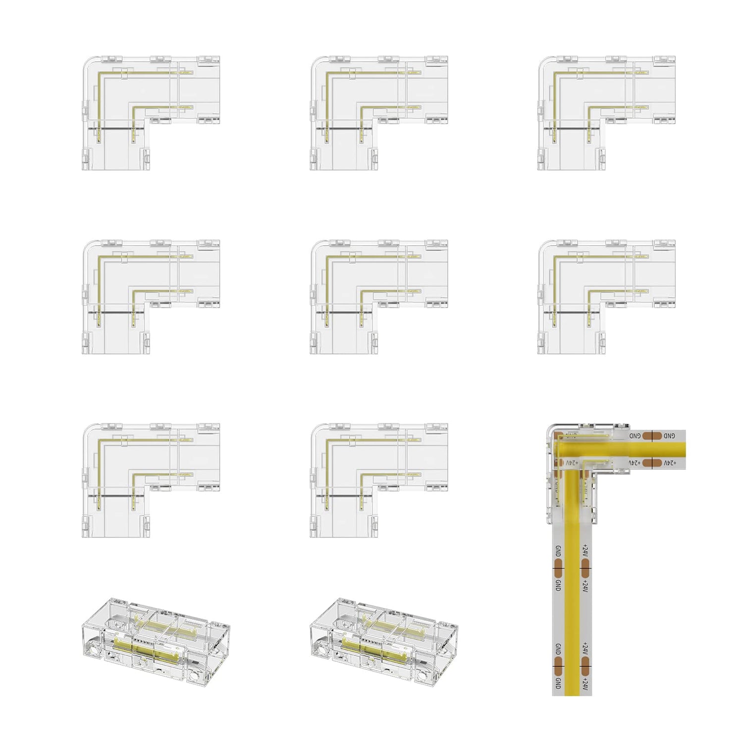PAUTIX 8mm COB Connectors Kit,for 2-Pin COB LED Strip Lights,NOT for 10mm