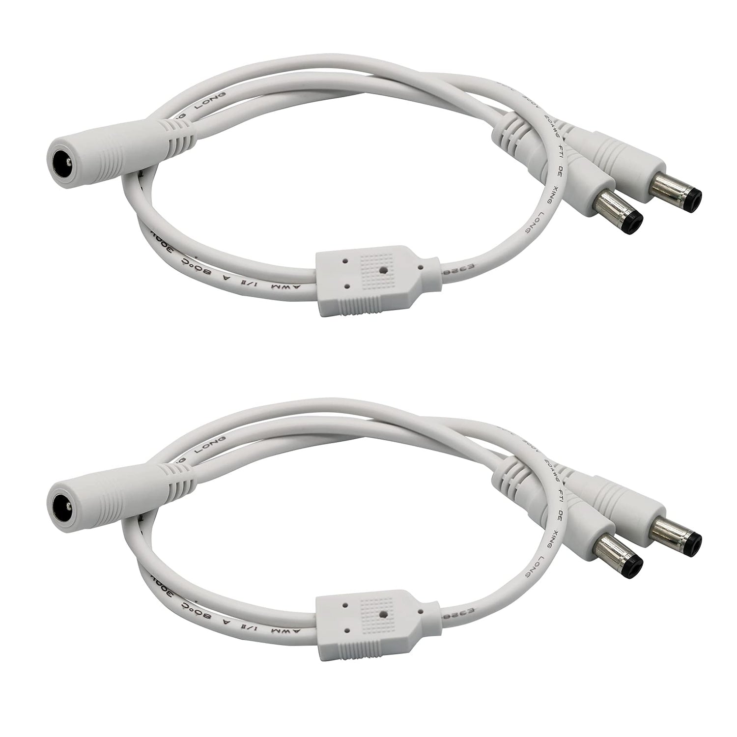 PAUTIX 2-Pack DC 1 Female to 2 Male Splitter Cable (5.5mm X 2.1mm)
