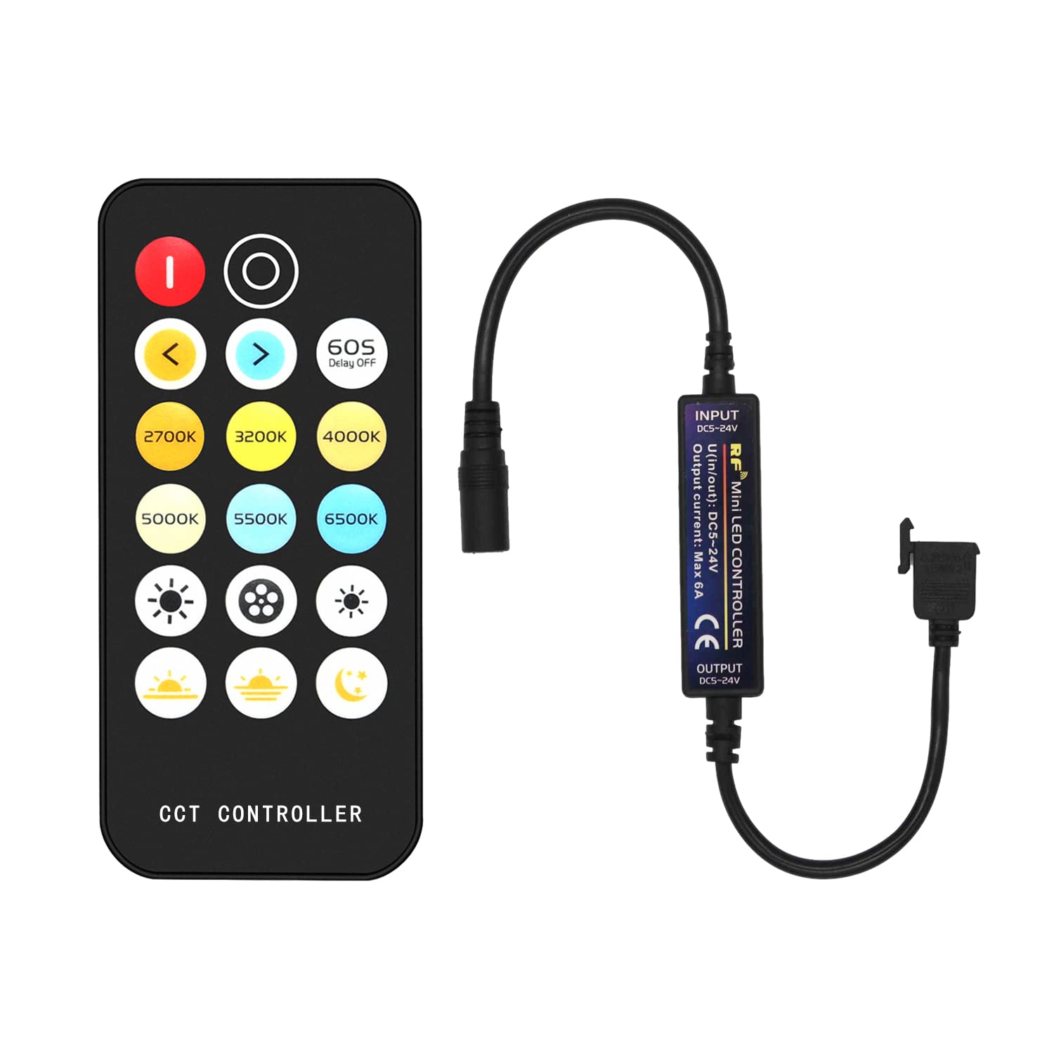 PAUTIX 17-Key Wireless Remote and Controller Kit DC 5-24V for CCT COB LED Strip Lights