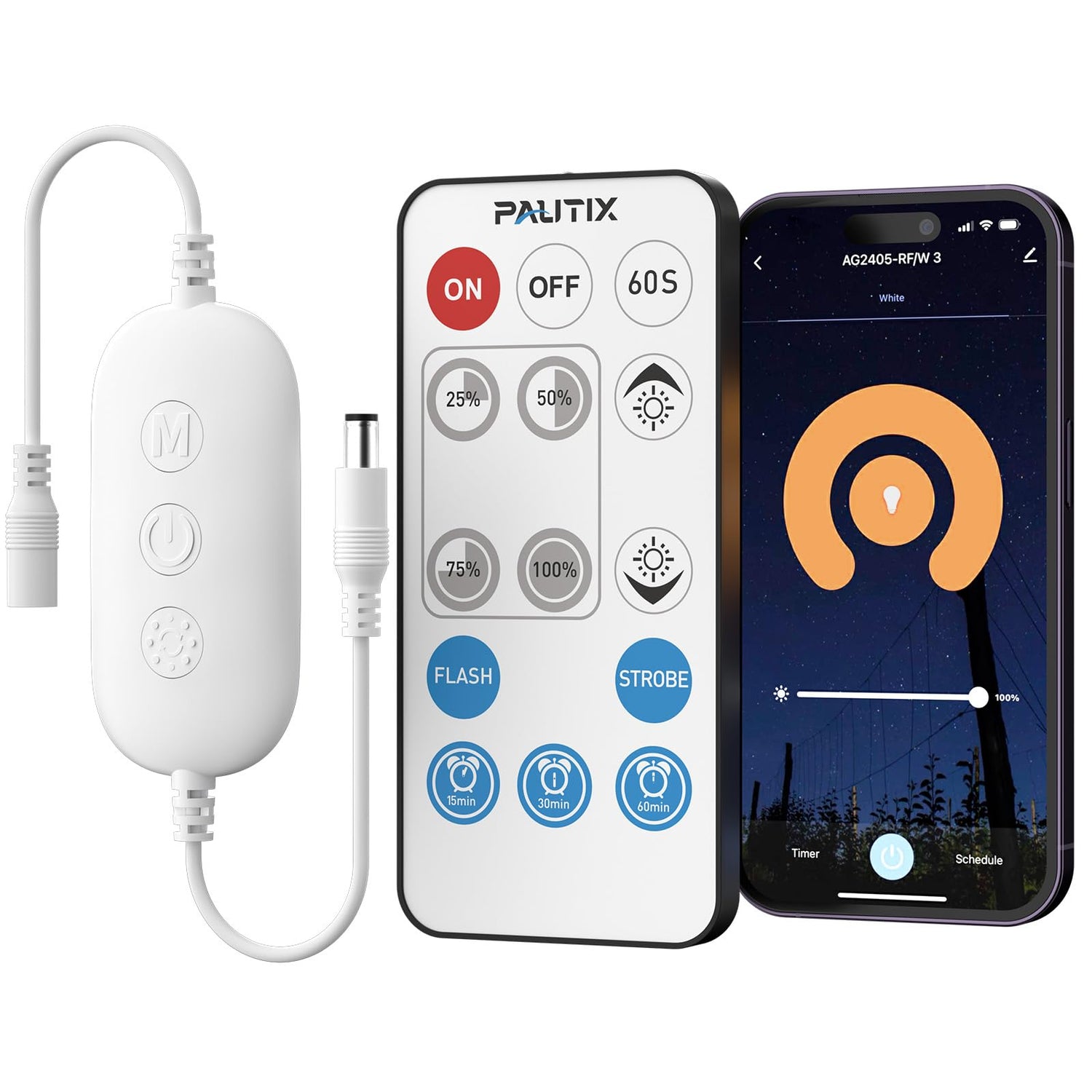 PAUTIX 14-Key Wireless Remote,DC12-24V Controller Kit for 3528/2835/5050 Single Color COB LED Strip Lights,Work with Alexa and Google