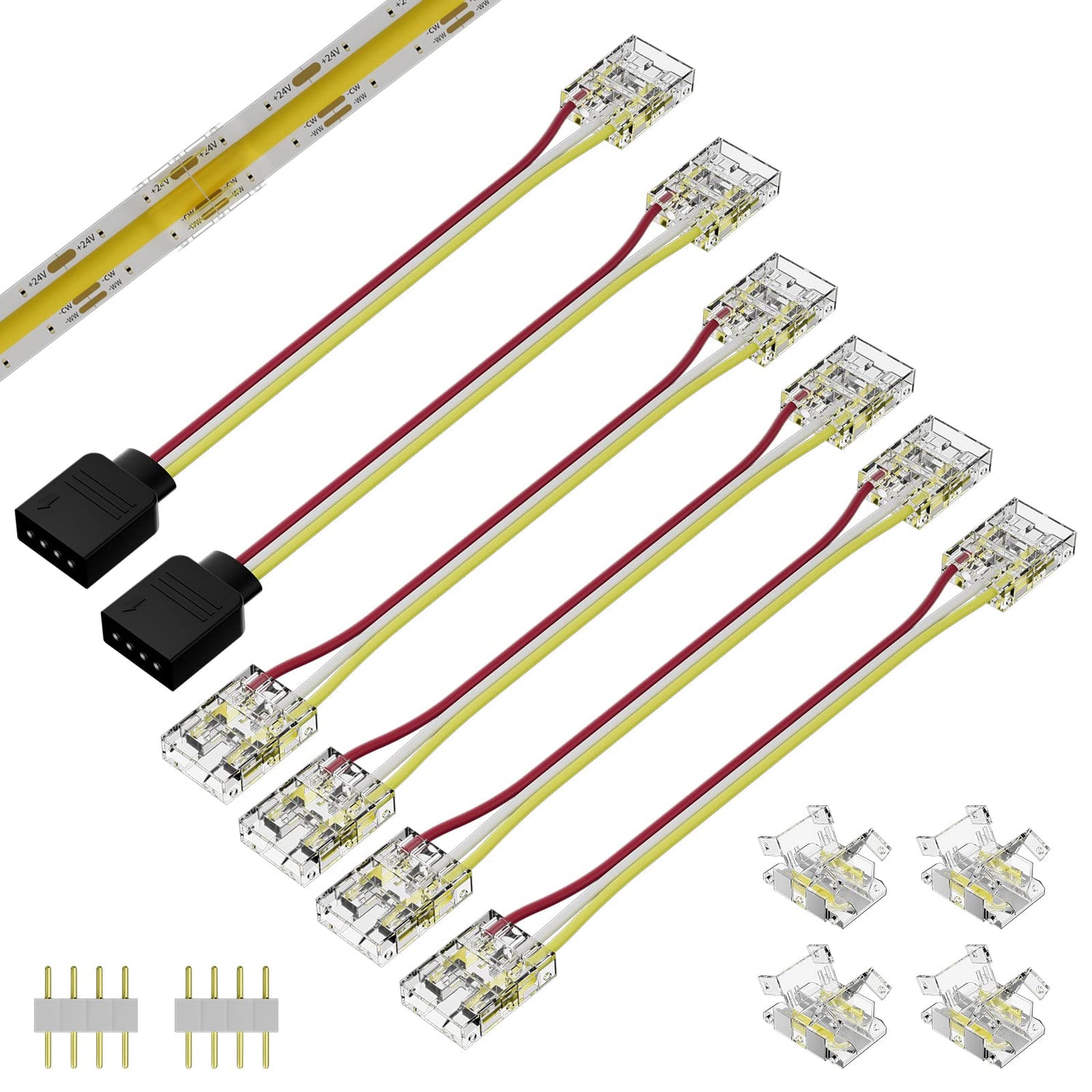 PAUTIX 10mm 3 Pin Connectors Kit for CCT COB LED Strip Light