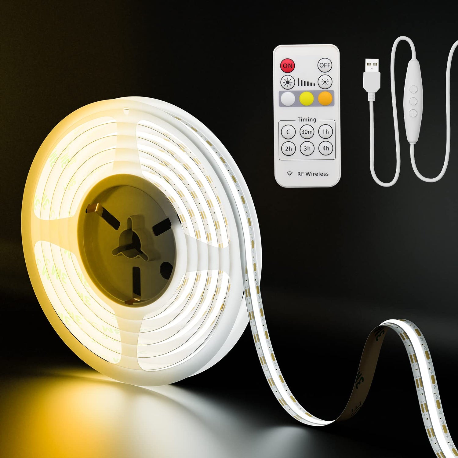 PAUTIX 5V USB CCT COB LED Strip Lights,6.56ft/2m Dimmable 2700K-6500K,960LEDs/m