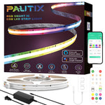 PAUTIX  24V RGB Smart IC COB LED Strip Lights Kit,24ft/7.5m,Work with Alexa/Google Assistant