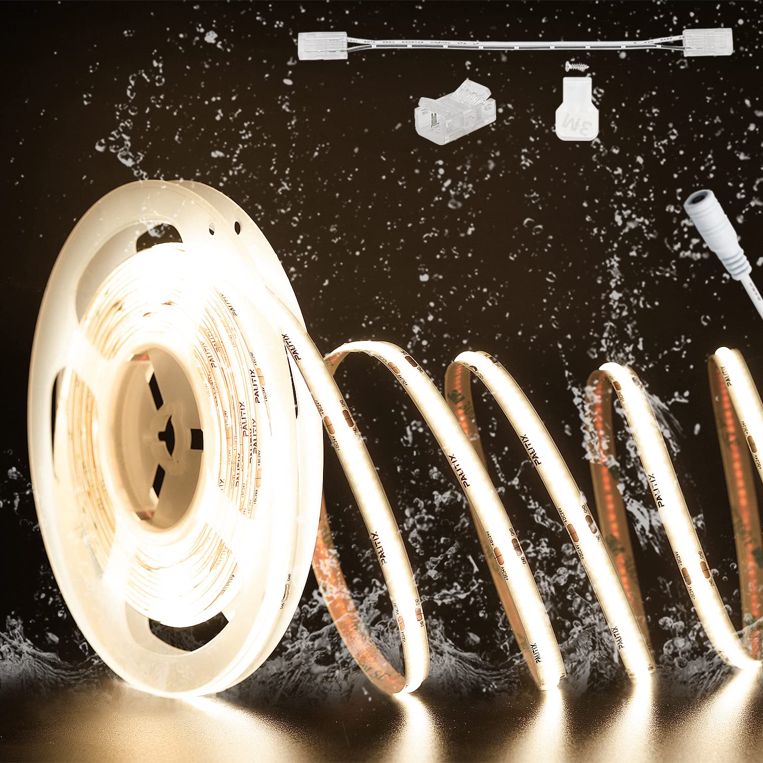 PAUTIX 24V COB LED Strip Lights,32.8ft/10m Dimmable 4000K,IP65 Waterproof