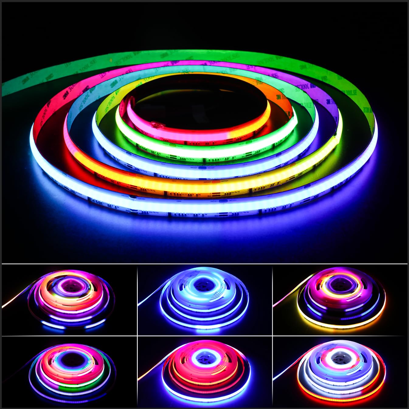PAUTIX 24V RGB Smart IC COB LED Strip Lights,20ft/6.1m Addressable,720LEDs/m
