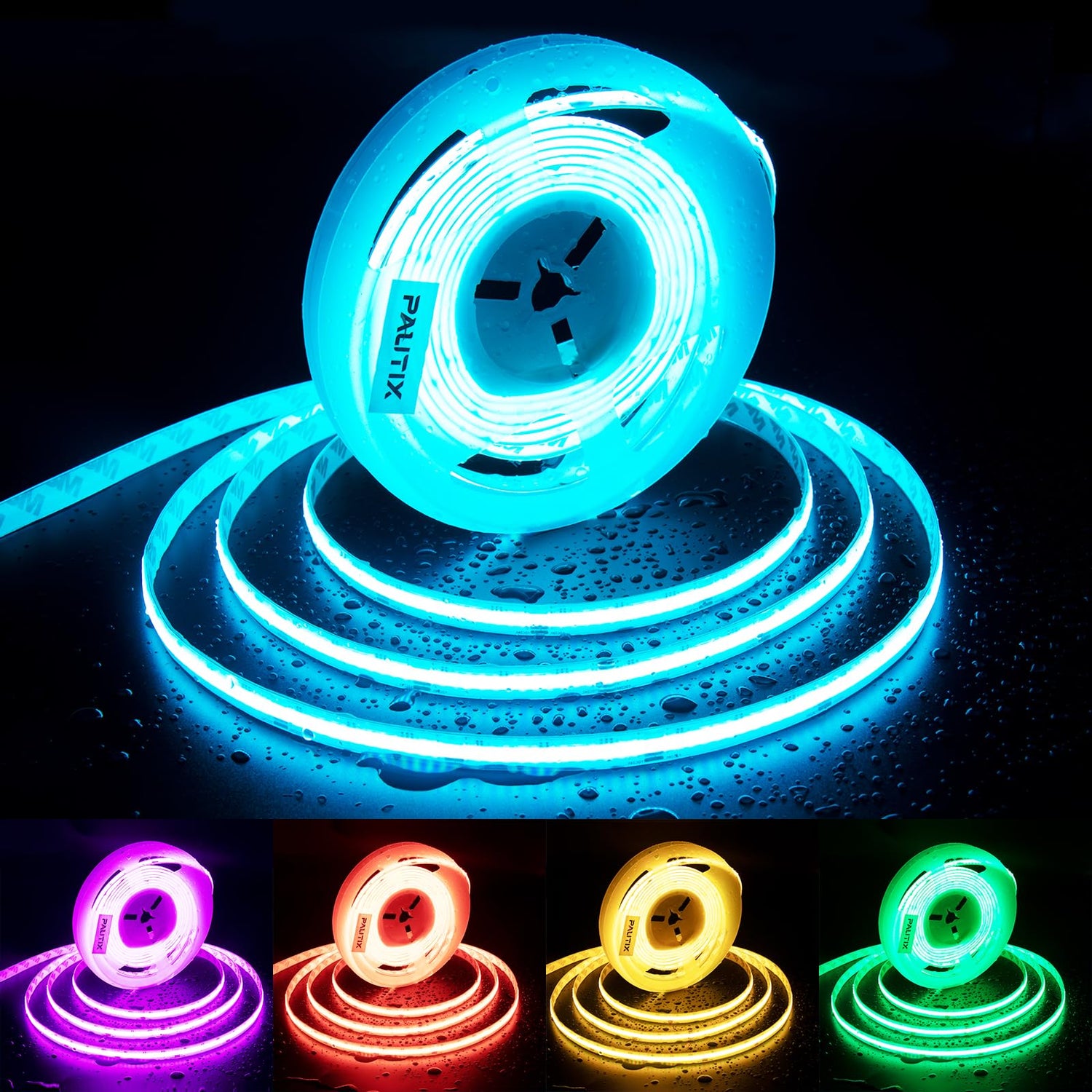 PAUTIX 24V RGB COB LED Strip Lights,16.4ft/5m,IP65 Waterproof,4200LEDs
