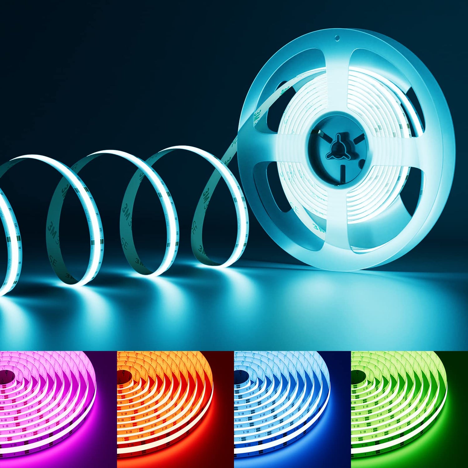 PAUTIX 24V RGB COB LED Strip Lights,9.84ft/3m,2520LEDs