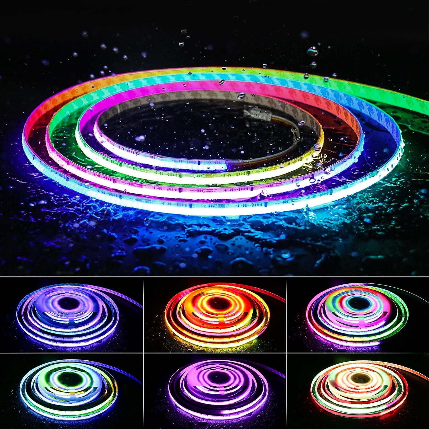PAUTIX 24V RGB Smart IC COB LED Strip Lights, 24ft/7.5m,IP65 Waterproof,Addressable