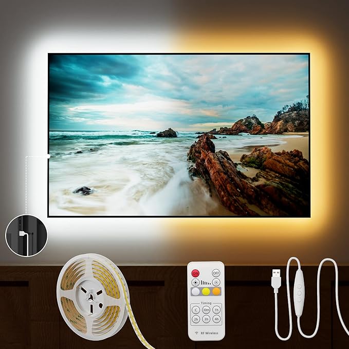 PAUTIX 5V USB CCT COB LED Strip Lights,6.56ft/2m Dimmable 2700K-6500K,960LEDs/m