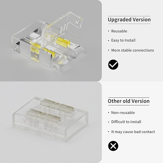 PAUTIX 10mm 4 Pin Connectors Kit for COB RGB LED Strip Lights