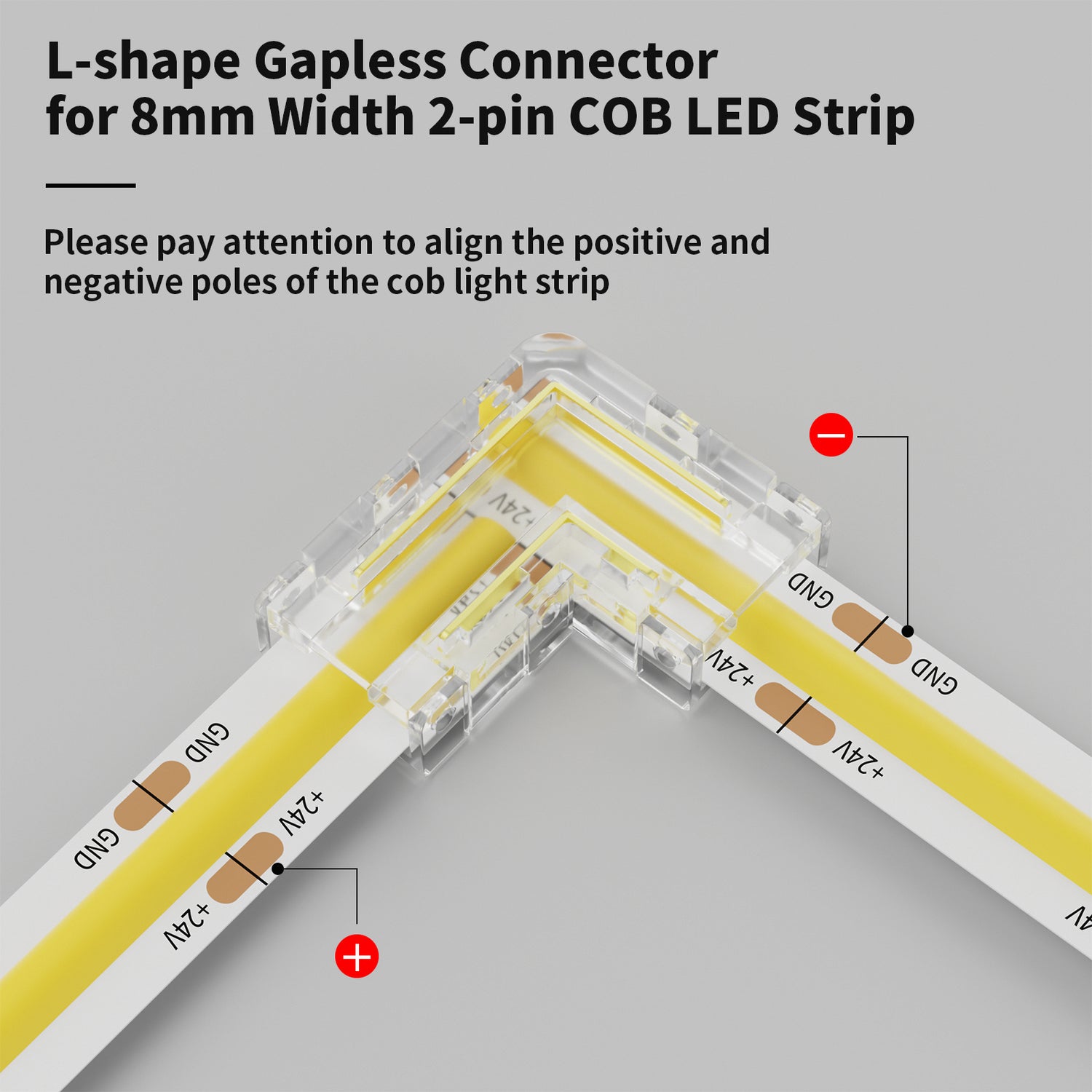 PAUTIX 8mm COB Connectors Kit,for 2-Pin COB LED Strip Lights,NOT for 10mm