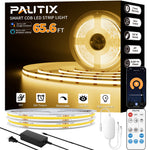 PAUTIX 24V COB LED Strip Lights Kit, 65.6ft/20m,2700K,Work with Alexa/Google Assistant