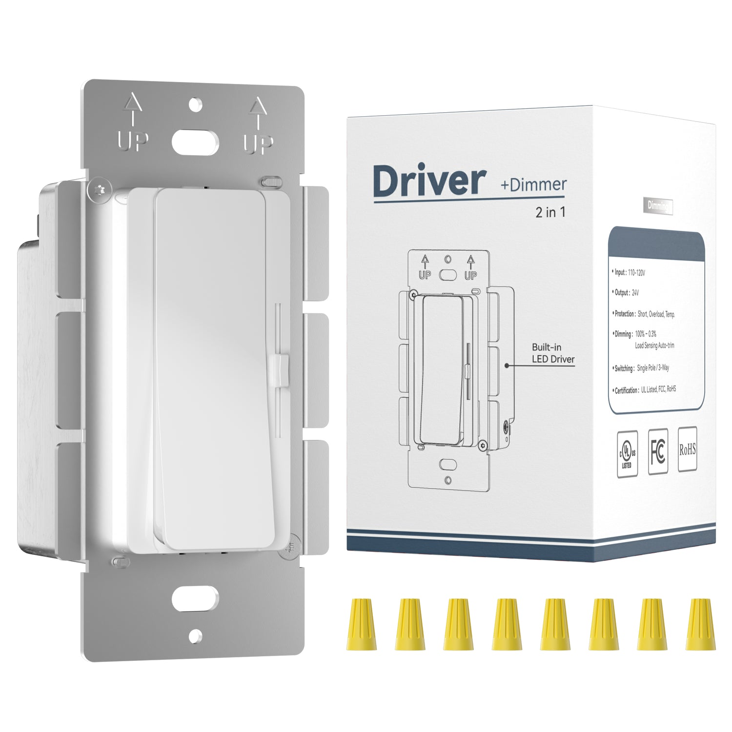 PAUTIX 24V 96W 2-in-1 LED Driver & Switch, Dimmable for Single Color LED Strip Lights