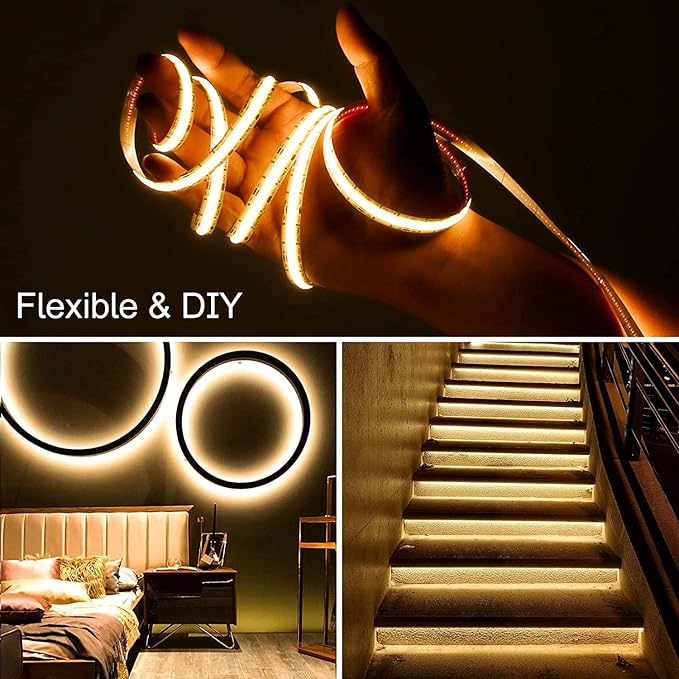 PAUTIX COB LED Strip Warm White 2700K DC24V, 2m 480LEDs/M CRI93 LED Strip Light for Home DIY Lighting Project(Mains Adapter Not Included PAUTIX COB LED Strip Warm White 2700K DC24V, 2m 480LEDs/M CRI93 LED Strip Light for Home DIY Lighting Project(Mains Adapter Not Included